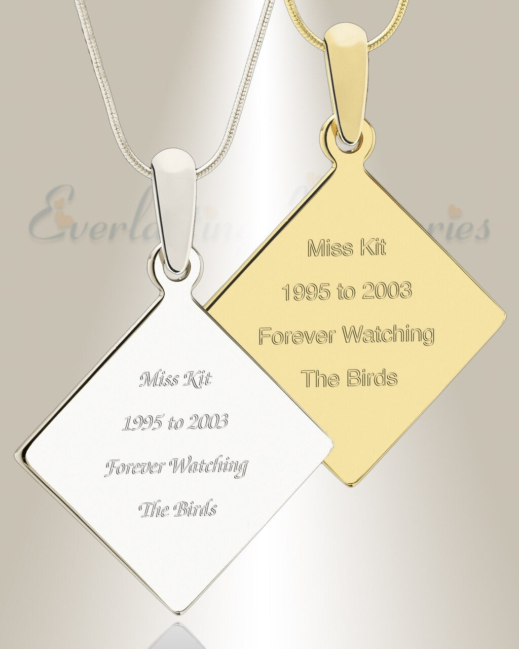 Diamond Photo Engraved Gold Plated over Stainless Pet Keepsake