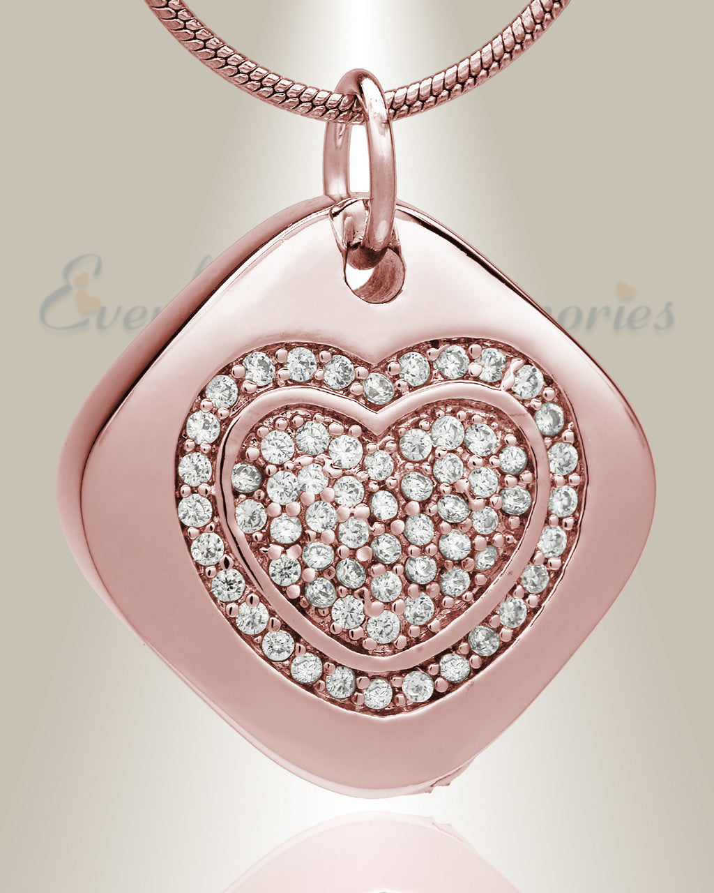 Rose Gold Plated Designer Heart Memorial Jewelry