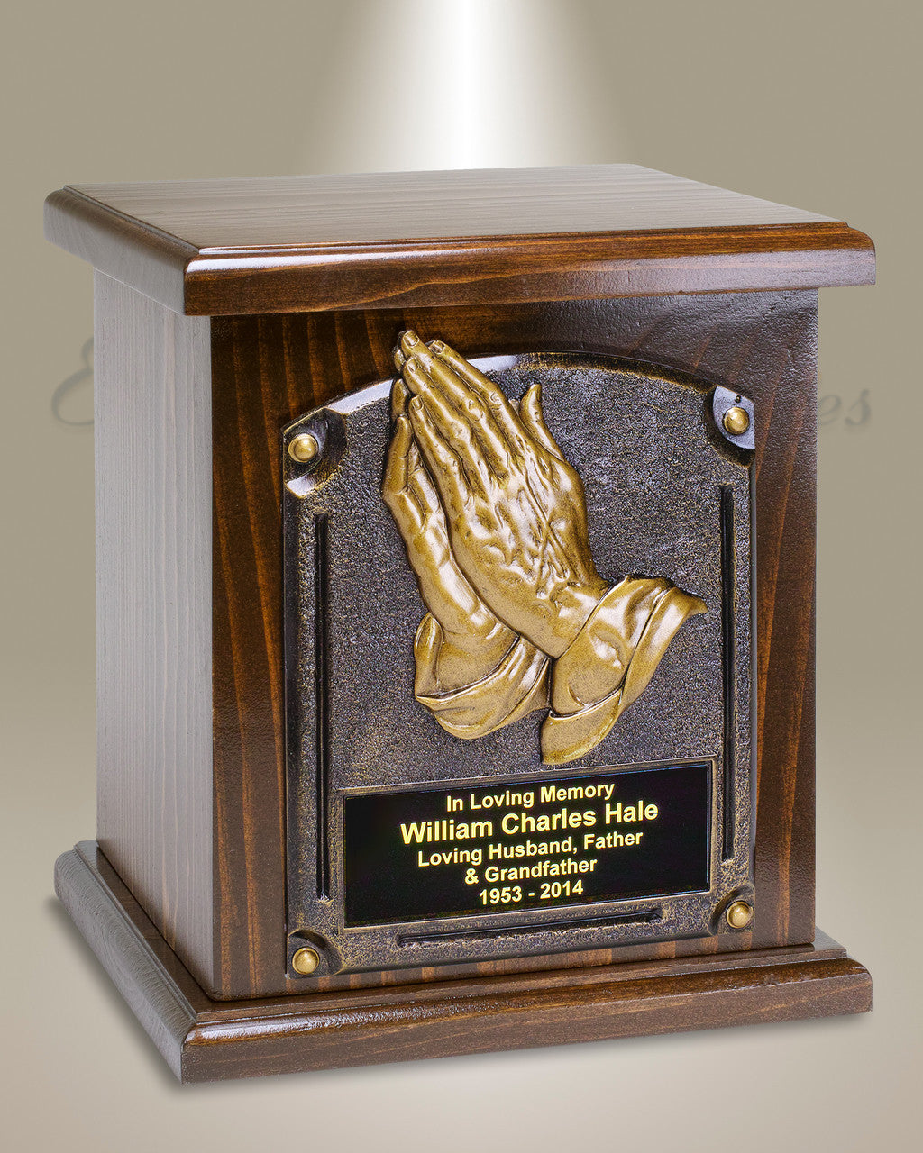 Praying Hands Wood Cremation Urn