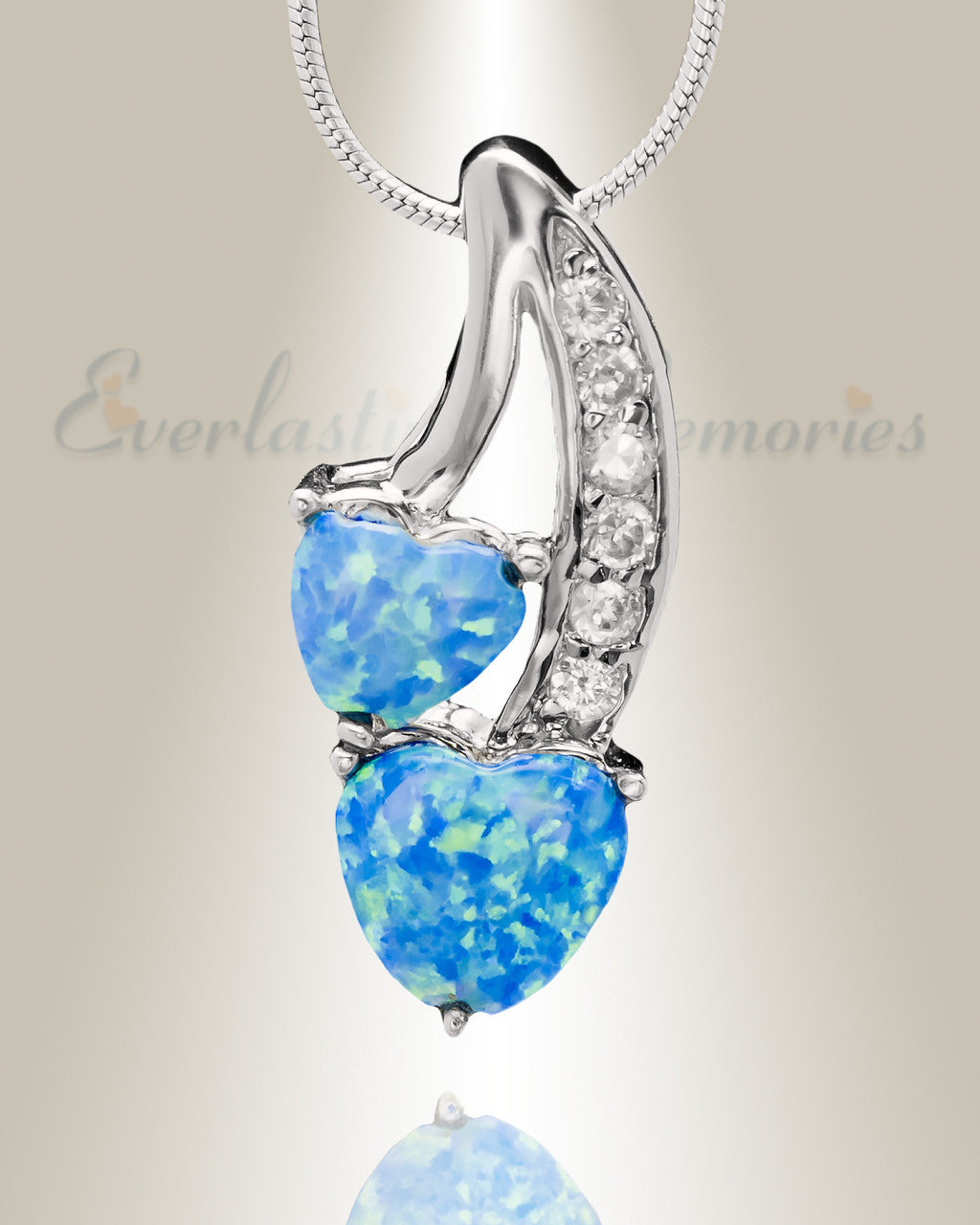 Blue Opal Calming Hearts Memorial Jewelry