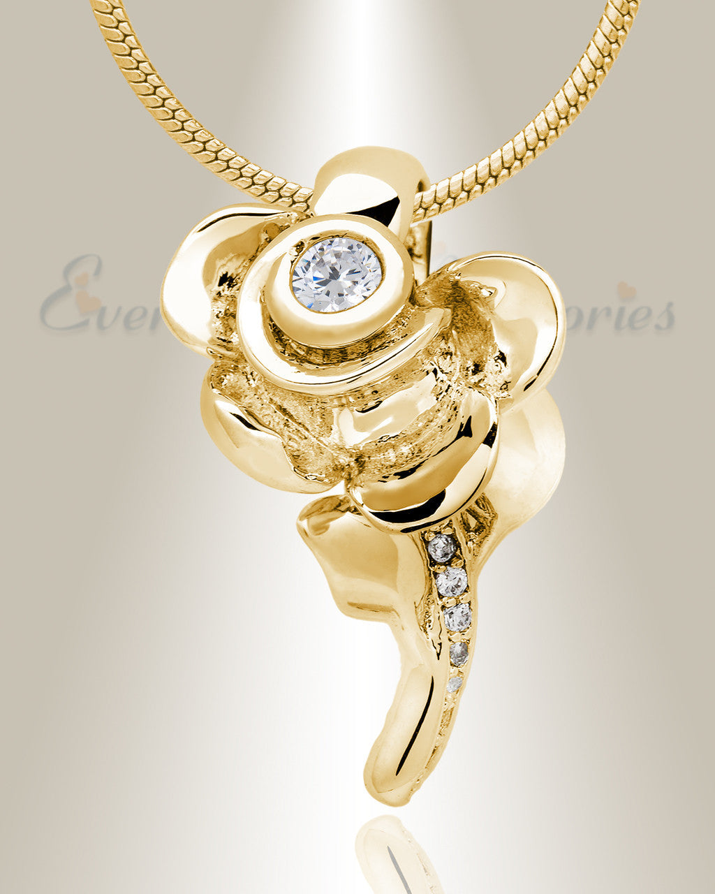 Gold Plated Radiant Rose Memorial Jewelry