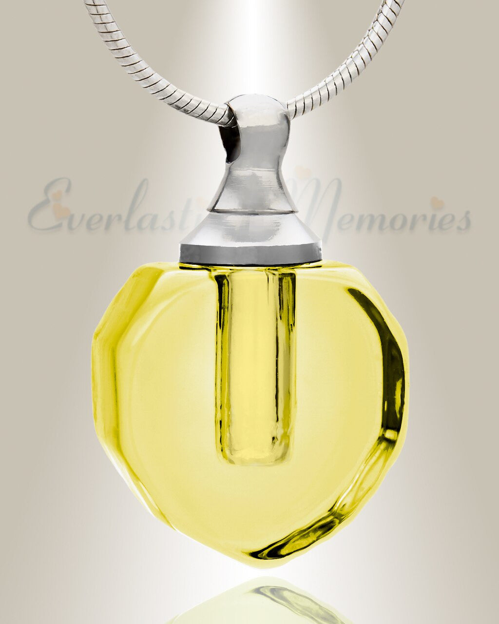 Glass Locket Yellow Envious Teardrop Cremains Jewelry