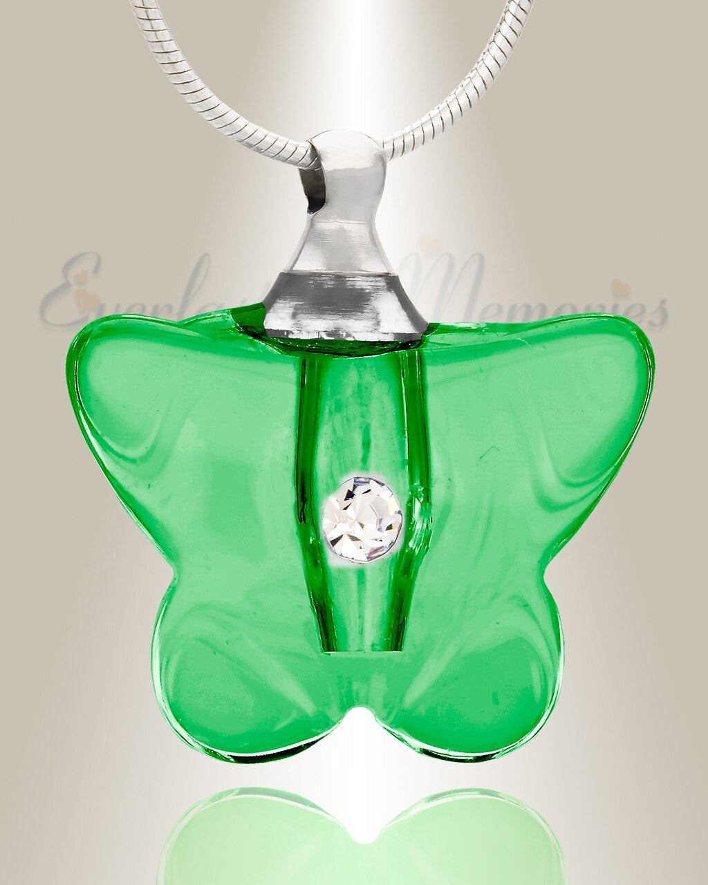 Glass Locket Green Flutter Necklace Urn