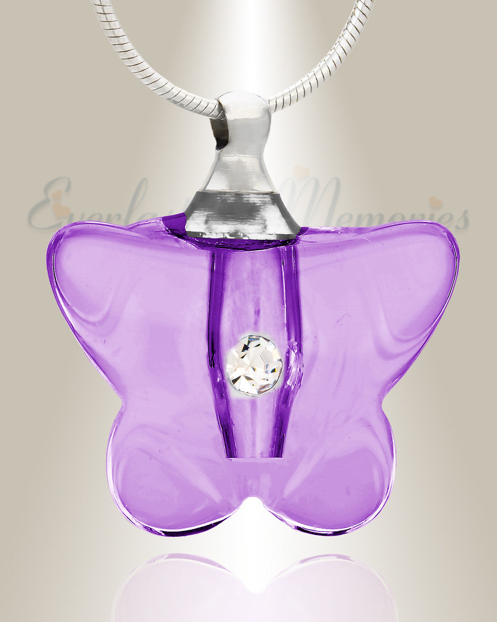Glass Locket Violet Flutter Necklace Urn