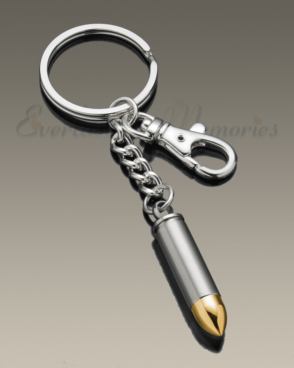 357 Magnum Bullet with Gold Tip Keychain Cremation Keepsake