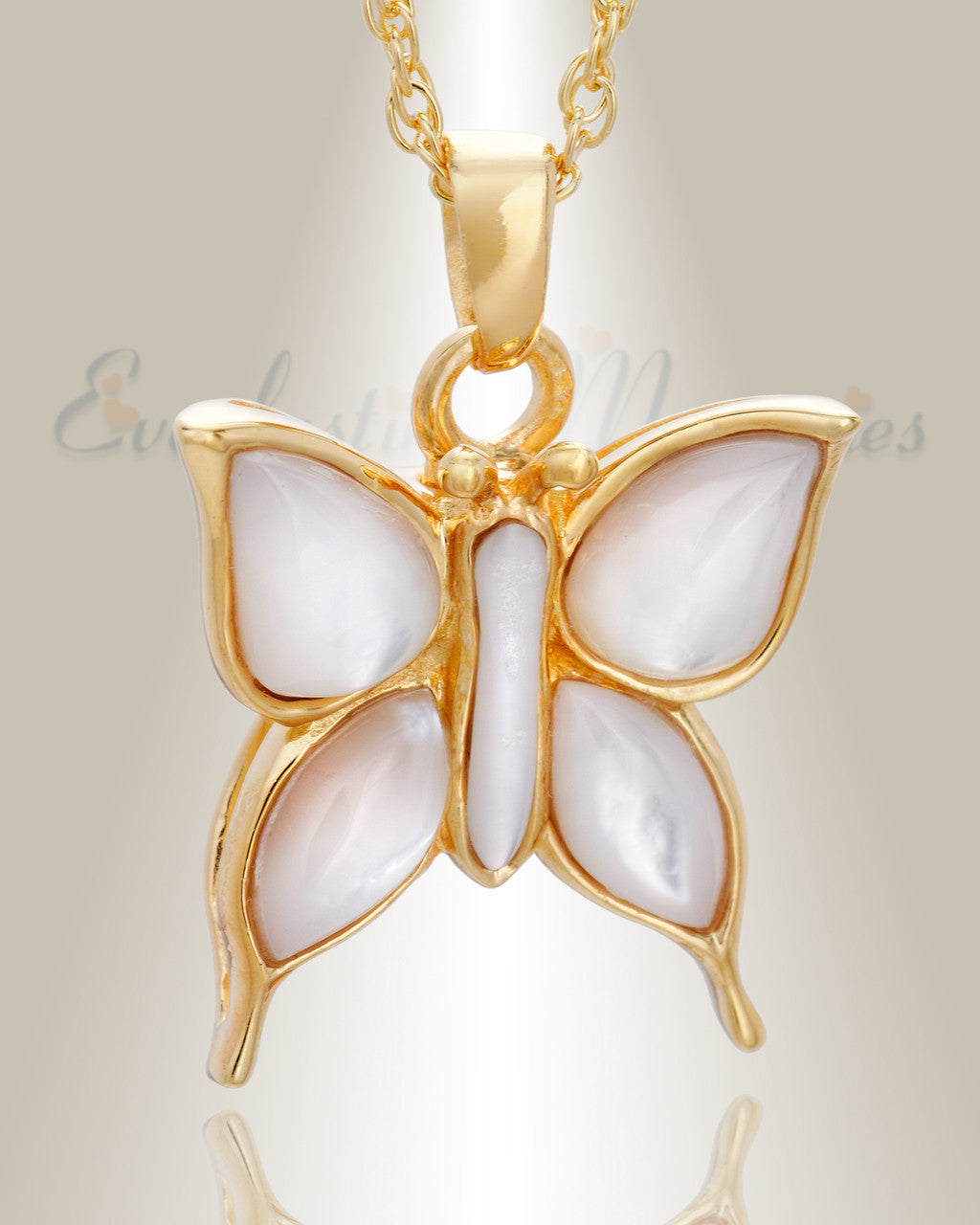 Gold Vermeil Dewy Butterfly Memorial Locket