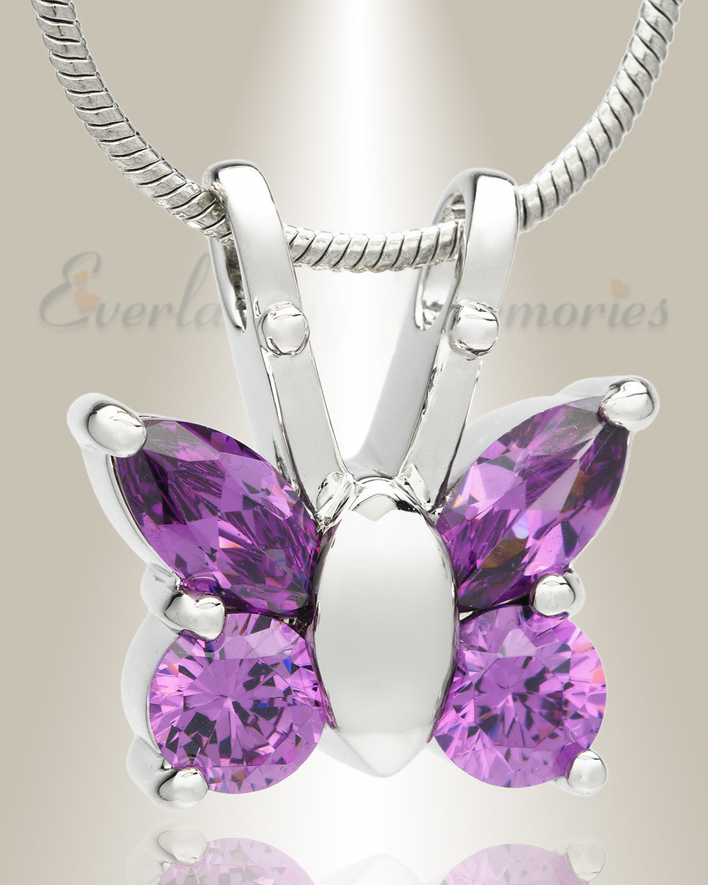 Violet Jeweled Butterfly Memorial Jewelry