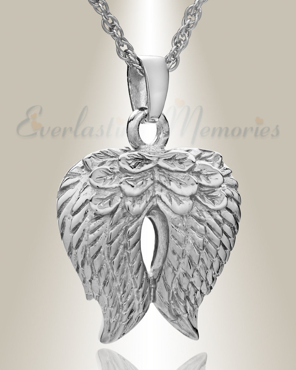 14k White Gold Feathered Heart Cremation Charm