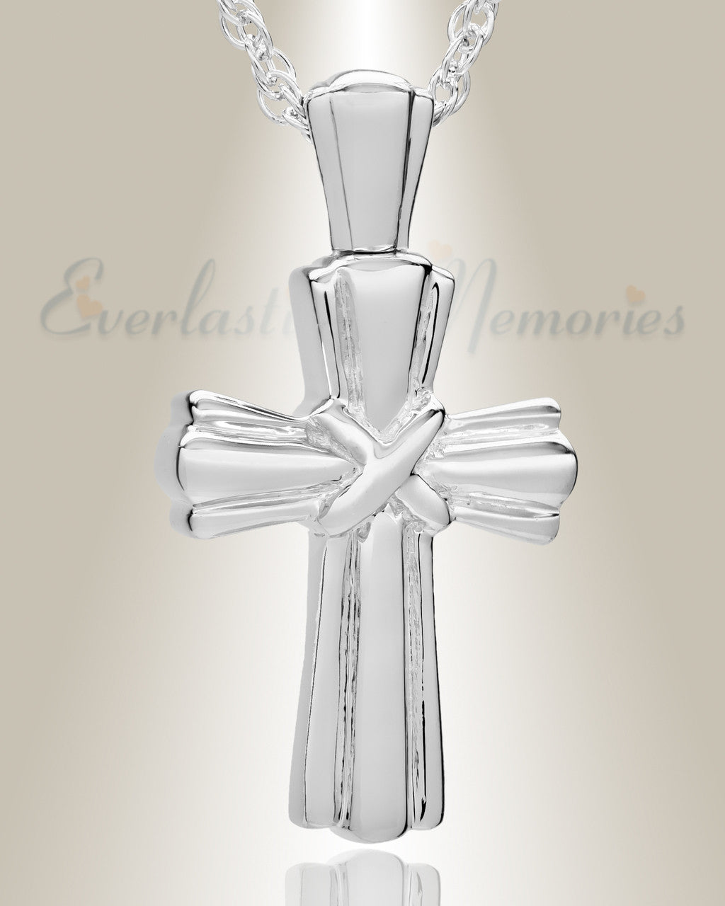 14K White Gold Antique Wrapped Cross Ashes Jewelry