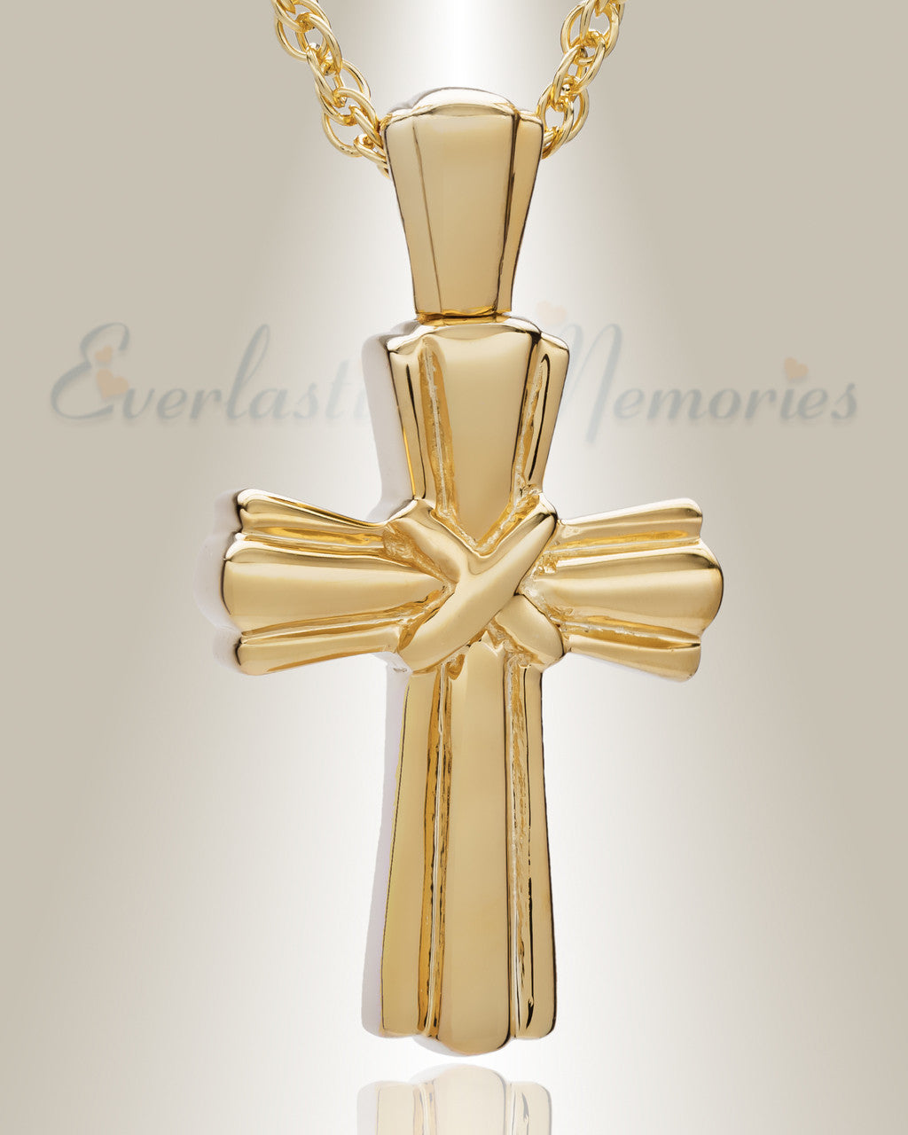 14K Gold Antique Wrapped Cross Urn Keepsake