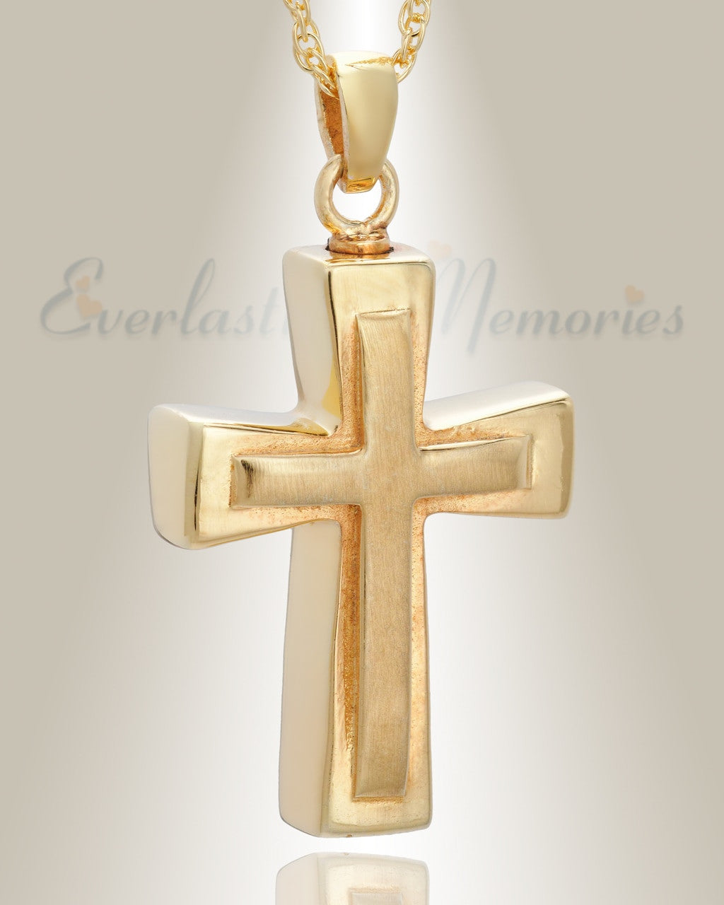 14k Gold Double Cross Cremation Charm