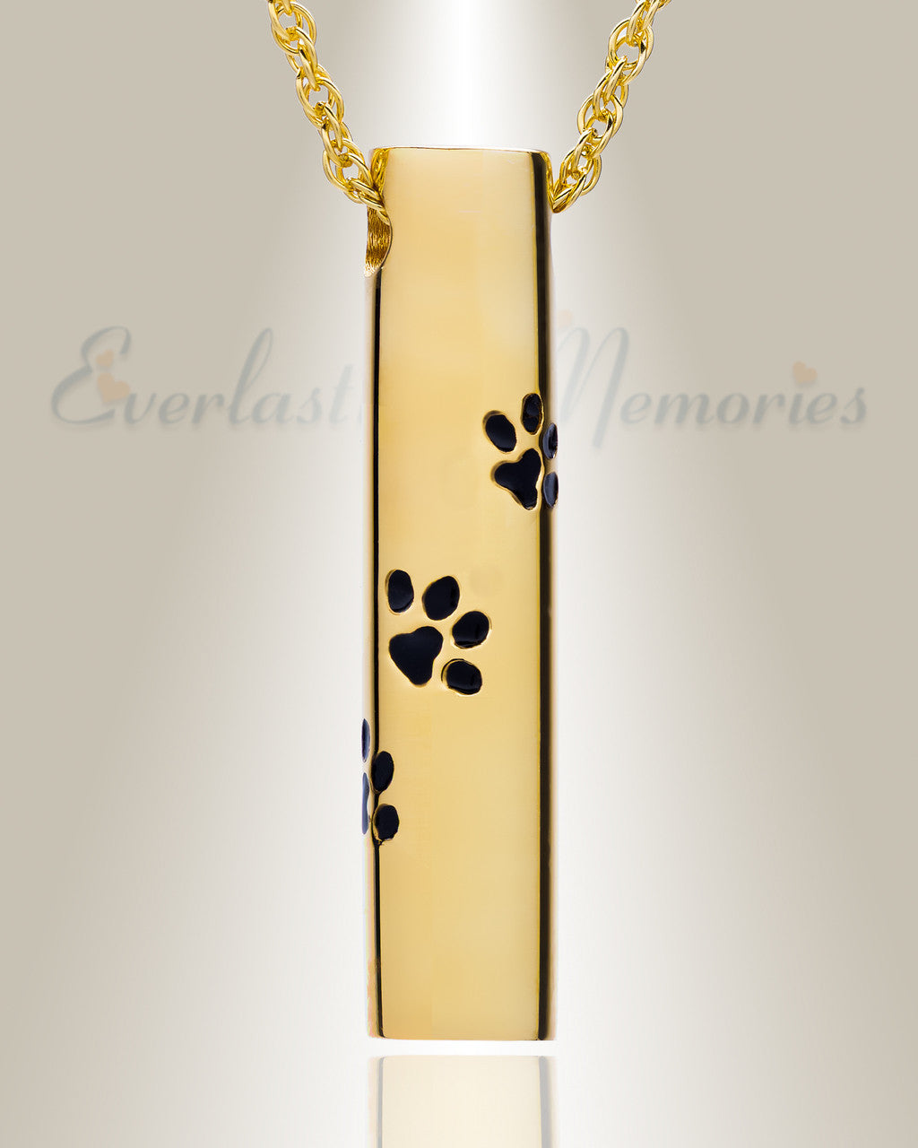 14K Gold Paw Cylinder Urn Keepsake