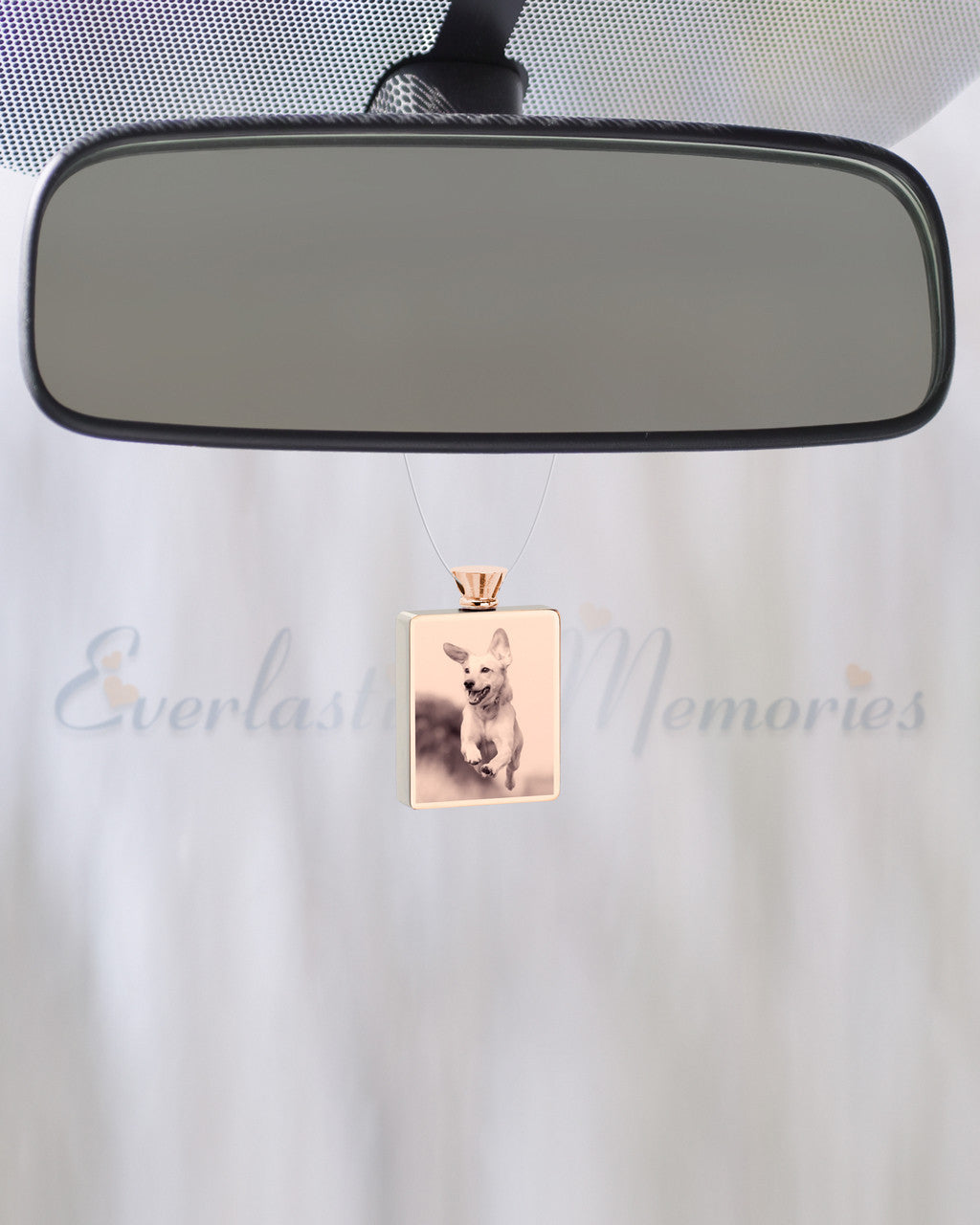 Rectangle Rose Gold Plated Photo Engraved Pet Ash Guardian