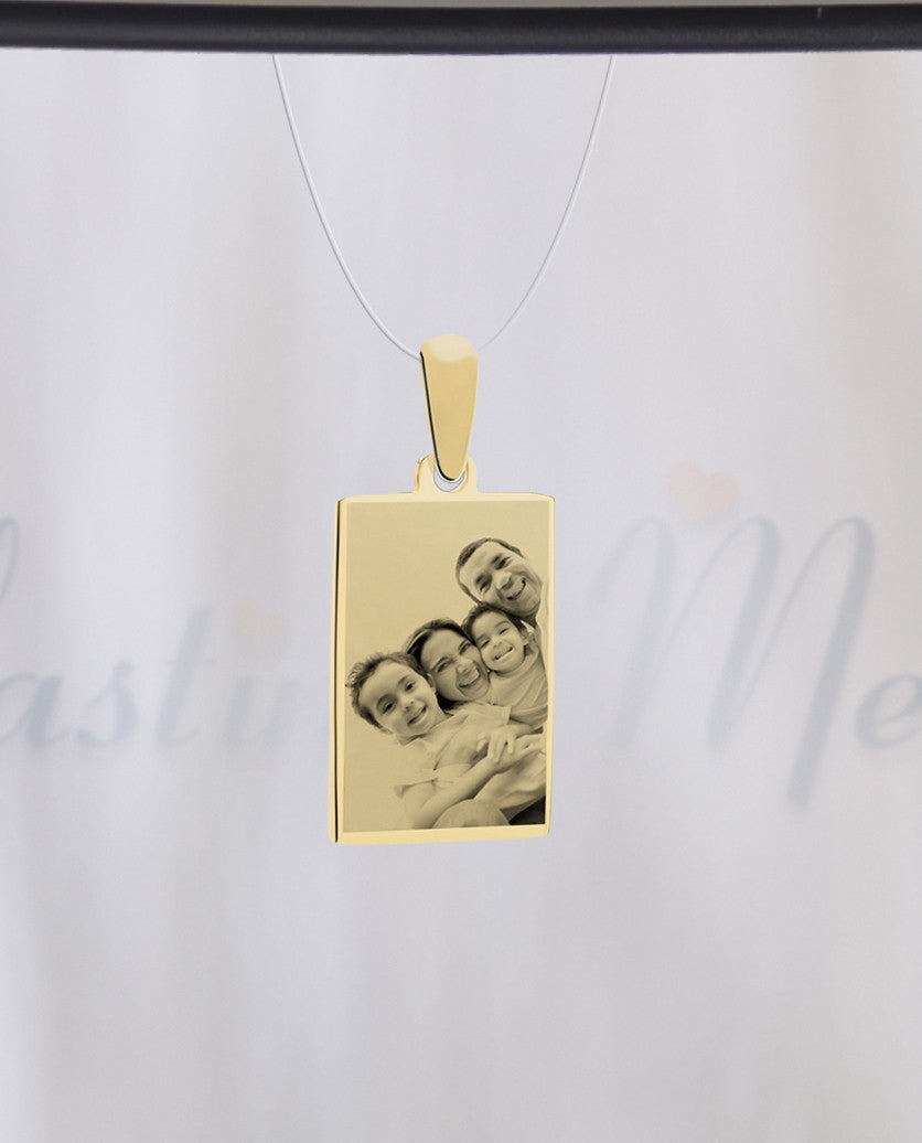 Rectangle Photo Engraved Gold Plated over Stainless Guardian
