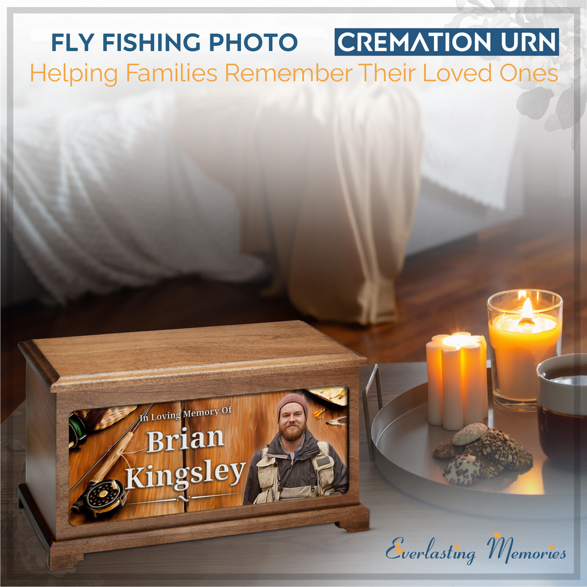 Fly Fishing Photo Urn For Ashes