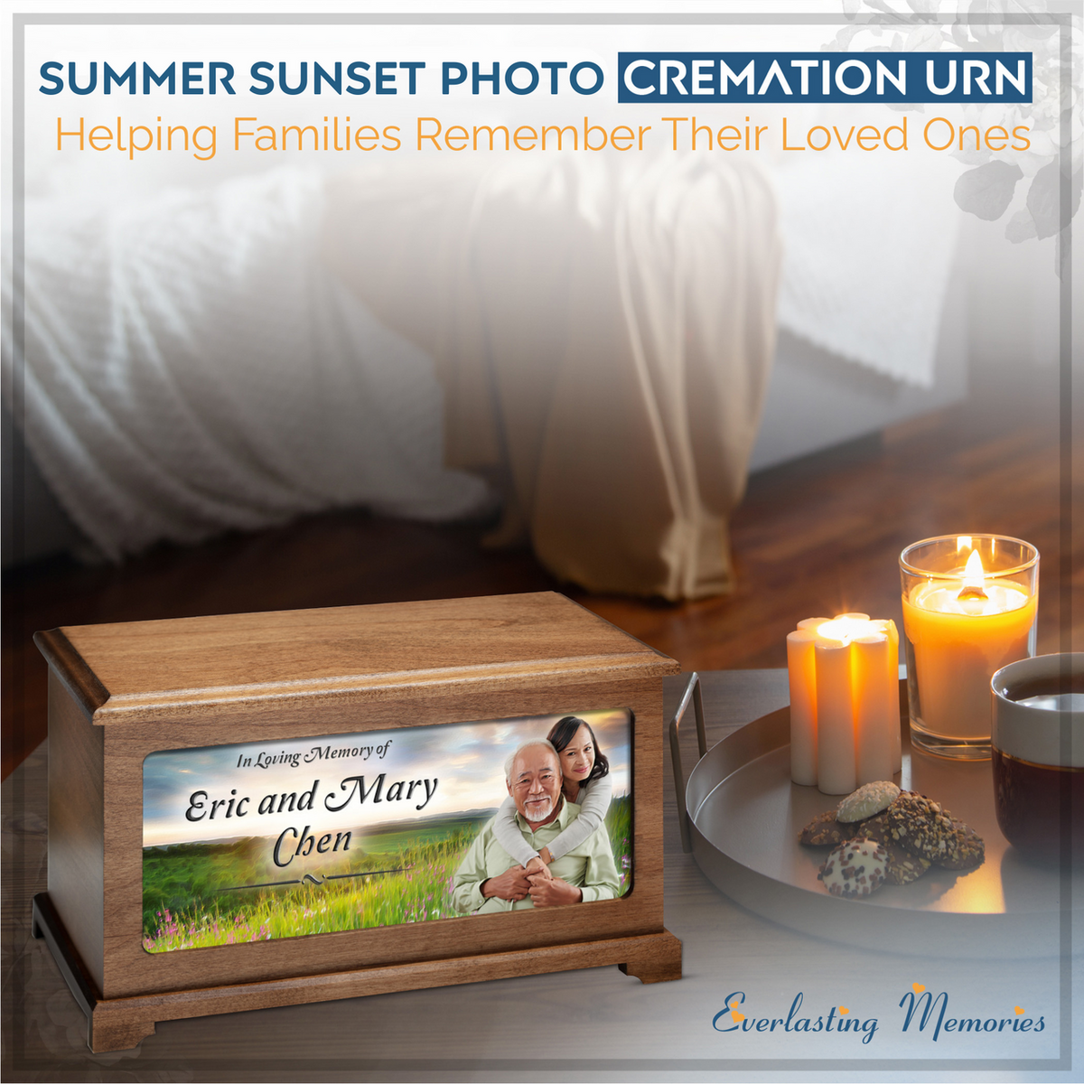 Summer Sunset Cremation Urn With Photo