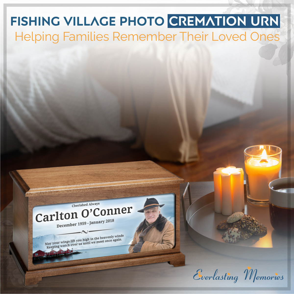 Fishing Village Urn With Photo