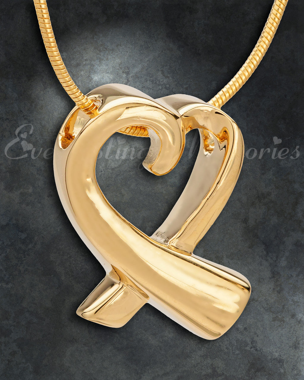 14K Gold Folded Heart Memorial Jewelry