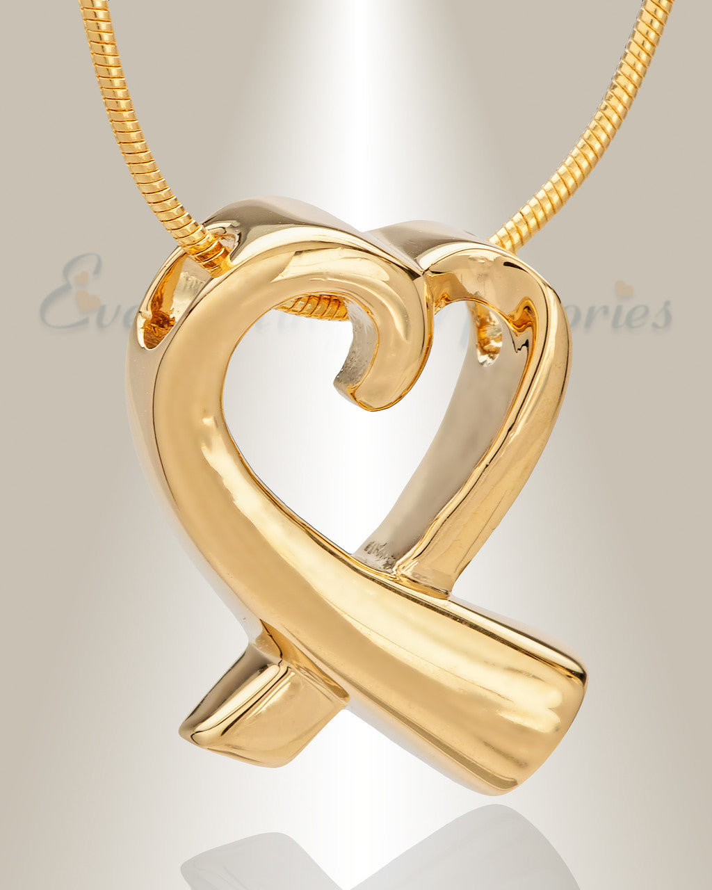 14K Gold Folded Heart Memorial Jewelry