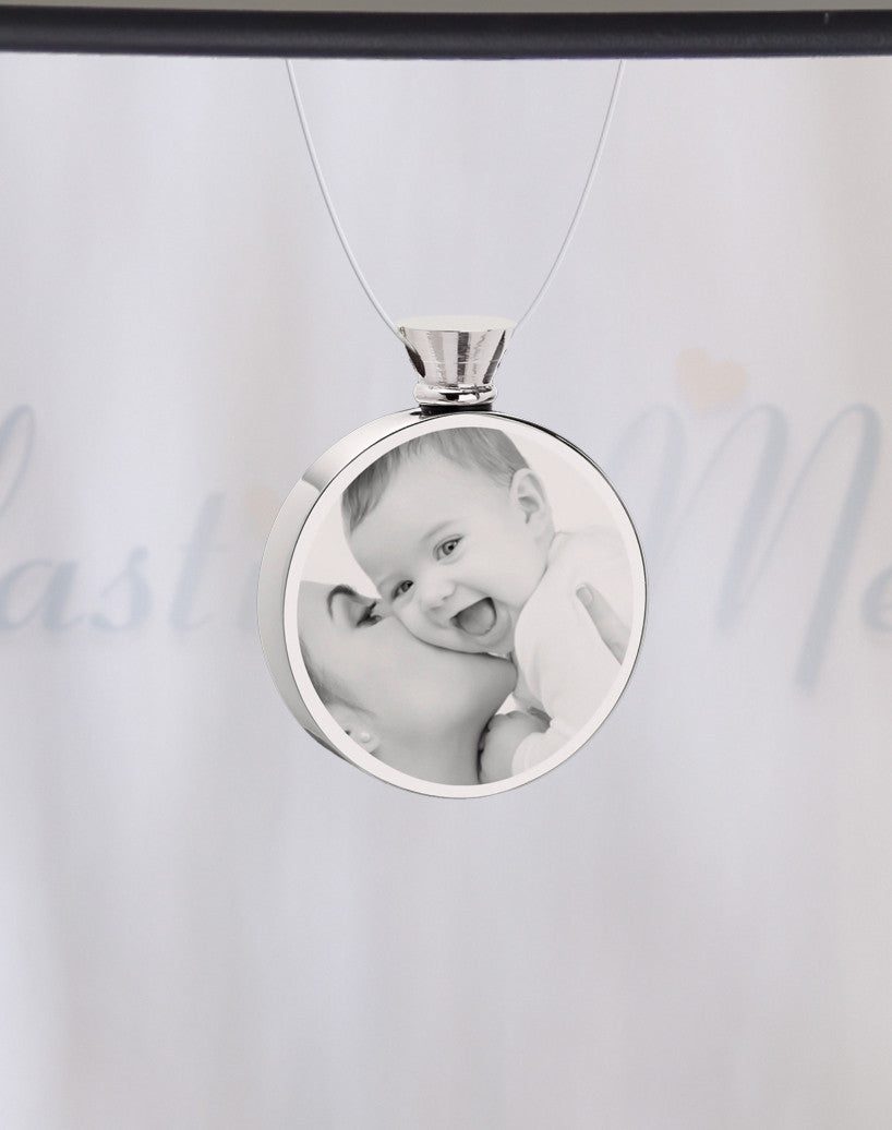 Round Stainless Steel Photo Engraved Ash Guardian