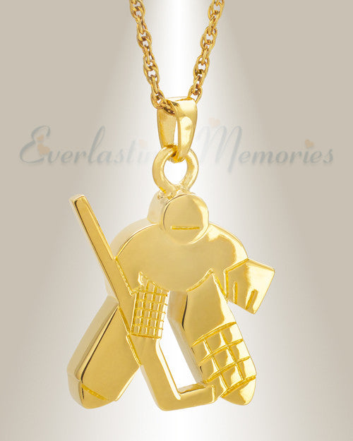 14k Gold Hockey Player Cremation Locket