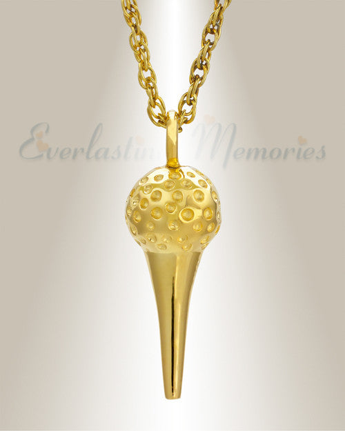 14K Gold Plated Golf Tee Cremation Cremation Keepsake