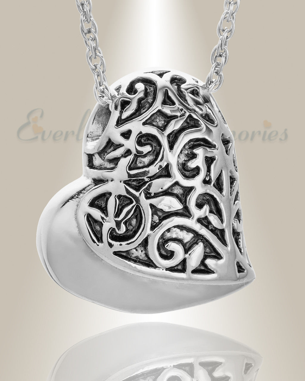14K White Gold Tumbling Heart Pendant Keepsake