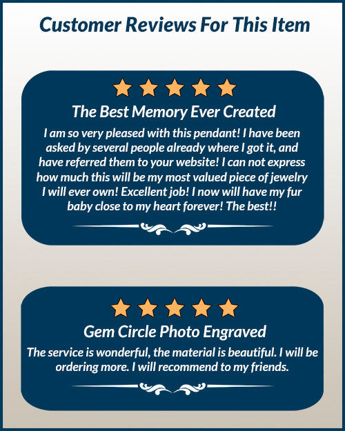 Gem Circle Photo Engraved Stainless Keepsake