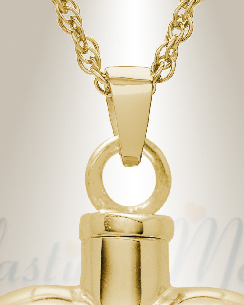 Gold Plated Etched Double Heart Urn Keepsake