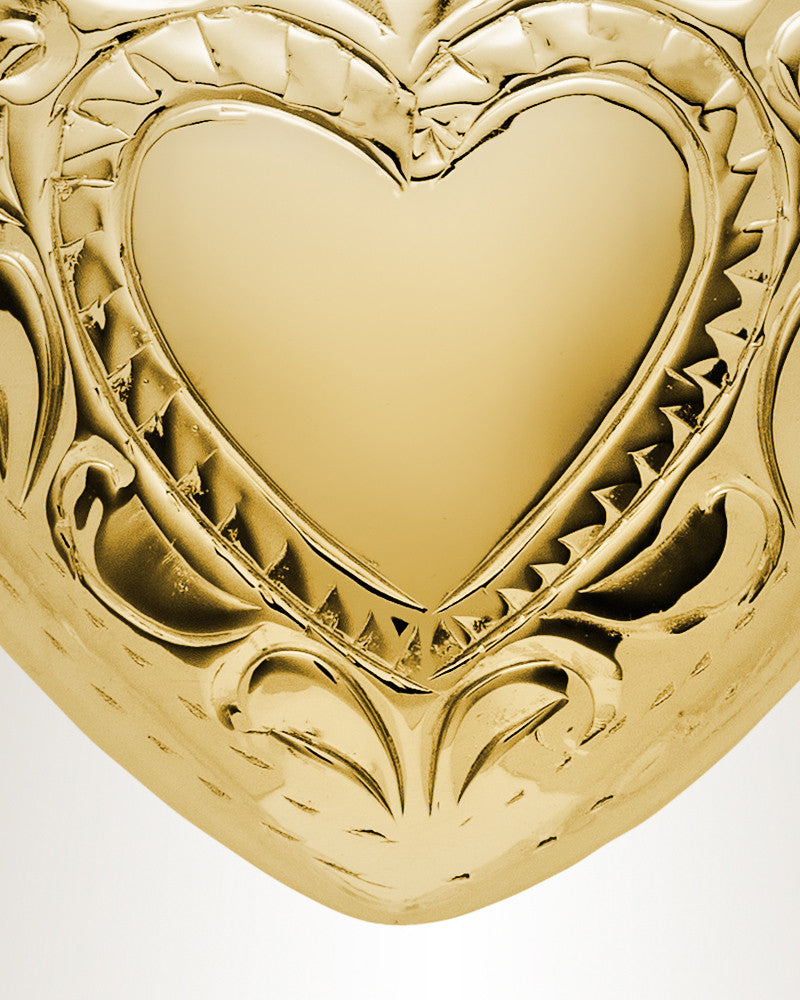 14K Gold Etched Double Heart Urn Keepsake