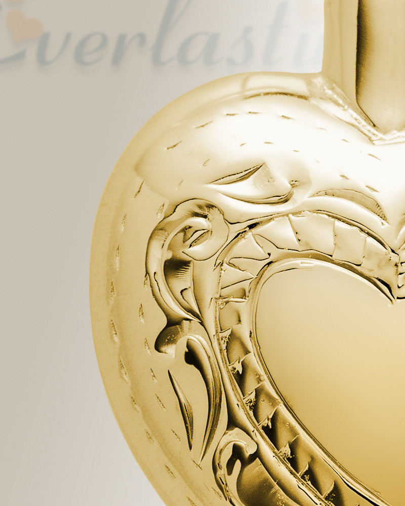 14K Gold Etched Double Heart Urn Keepsake