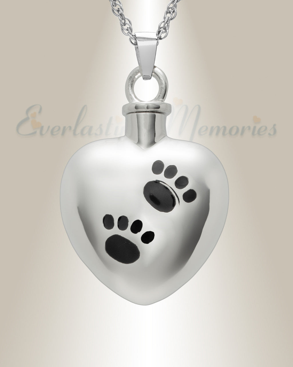 Sterling Silver Paws on Heart Memorial Locket