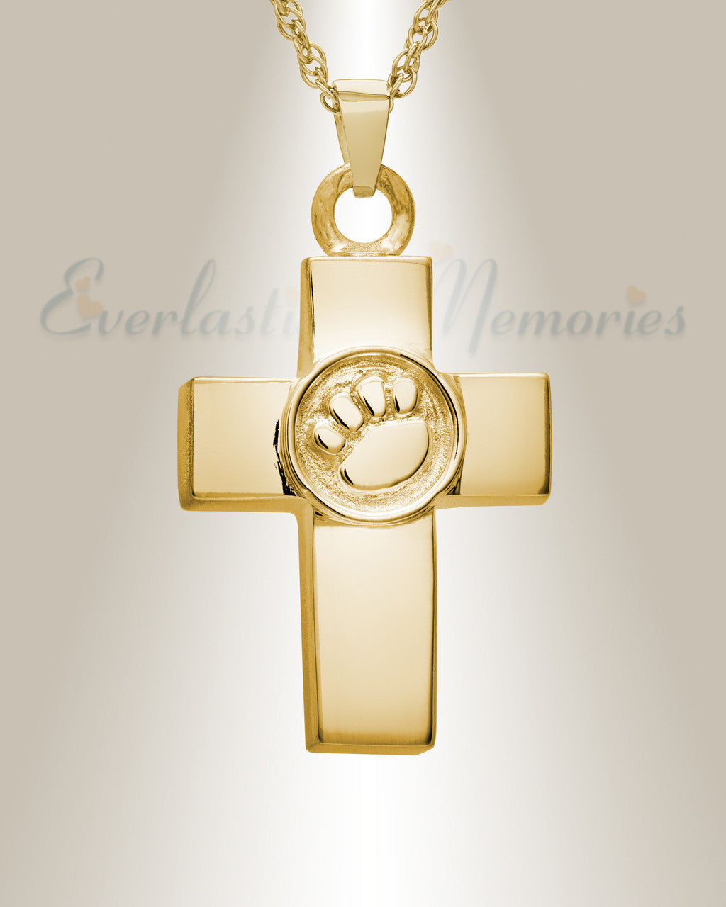 Gold Plated Devoted Paw Cross Memorial Locket
