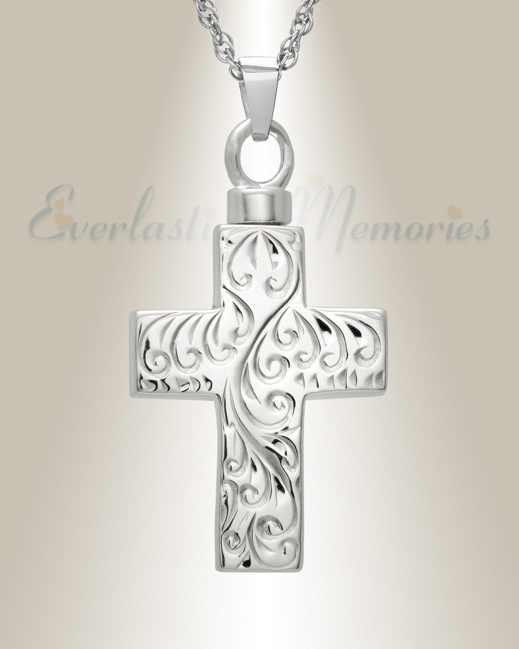 Etched Cross Cremation Urn Keepsake