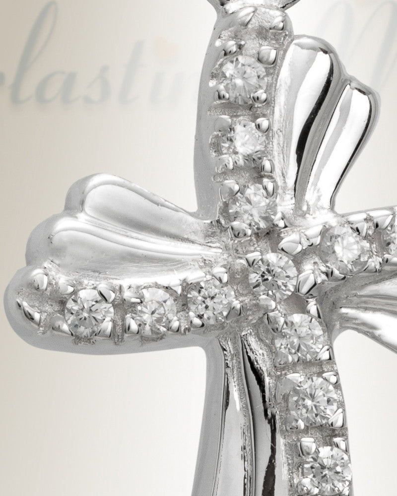 14K White Gold Rocky Cross Cremation Keepsake