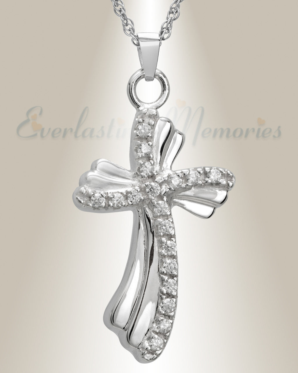 Silver Rocky Cross Memorial Locket