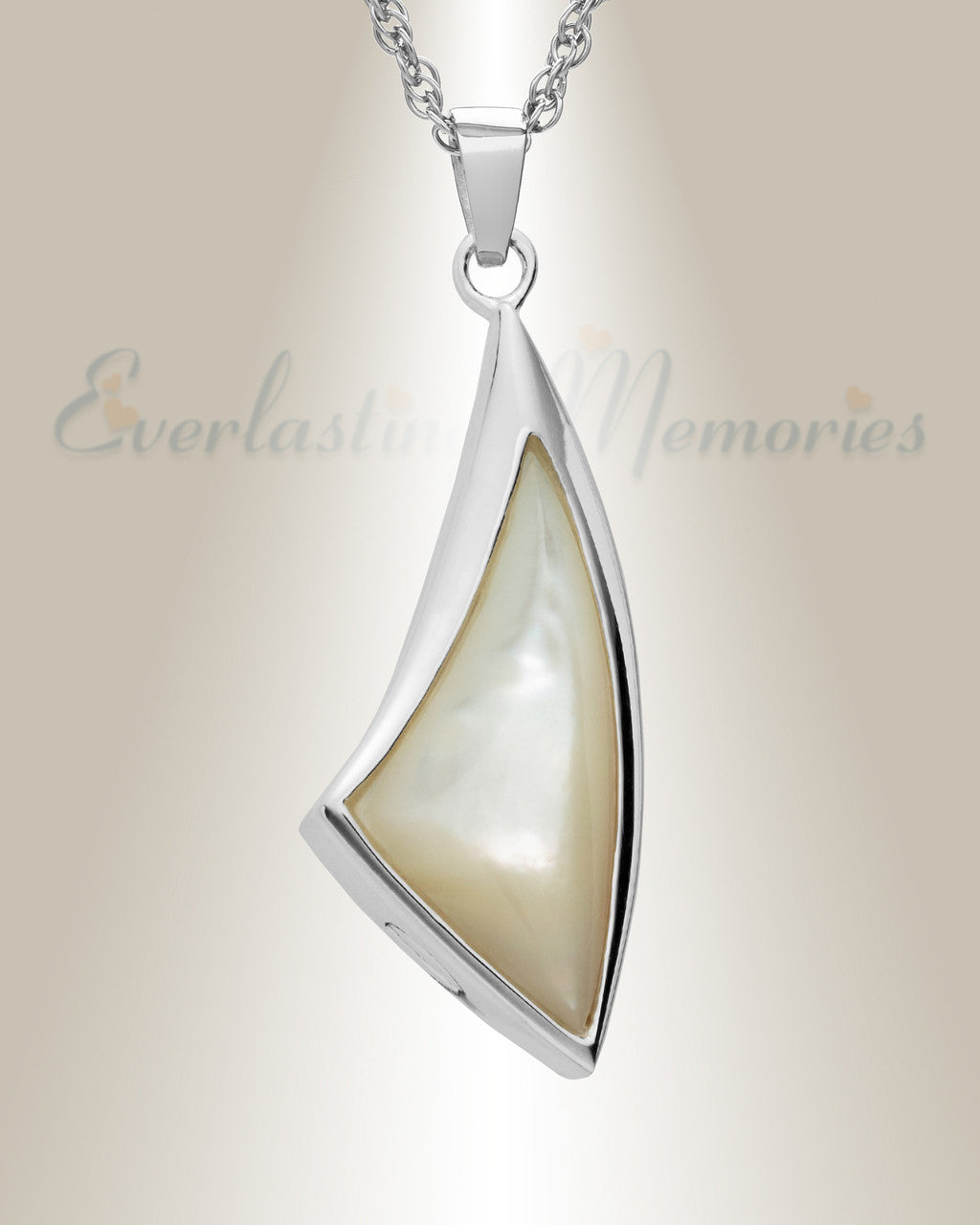14K White Gold Sail Away Memorial Necklace