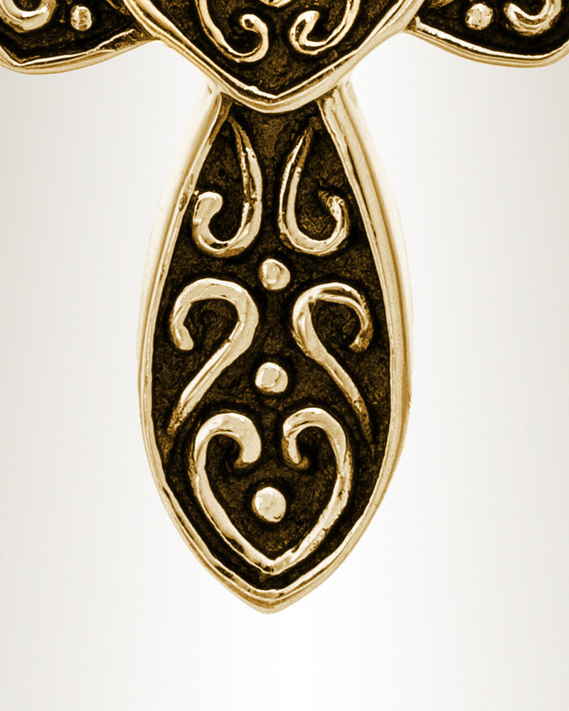 14K Gold Cathedral Cross Cremation Keepsake