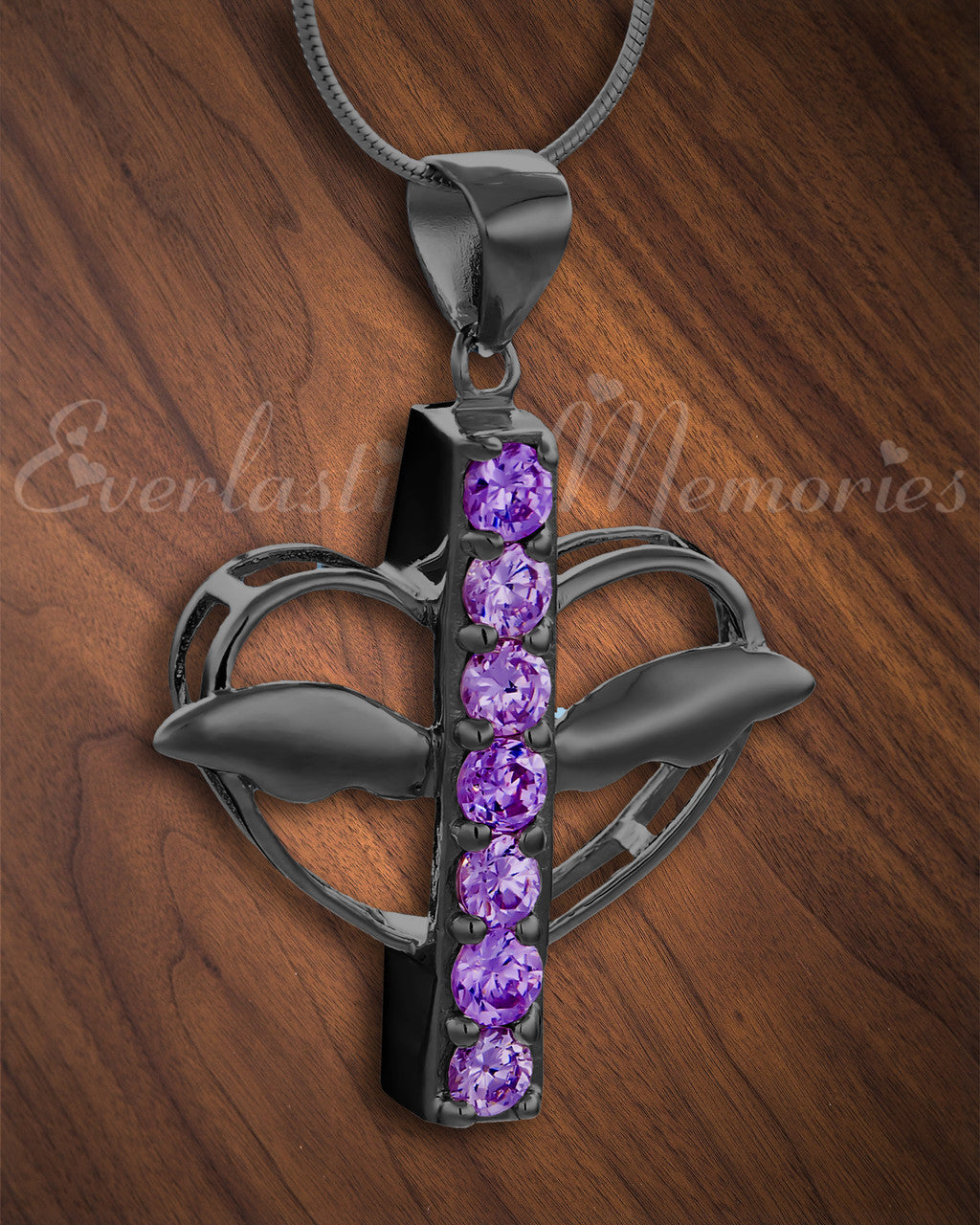 Black and Purple Joyful Feelings Cremation Jewelry