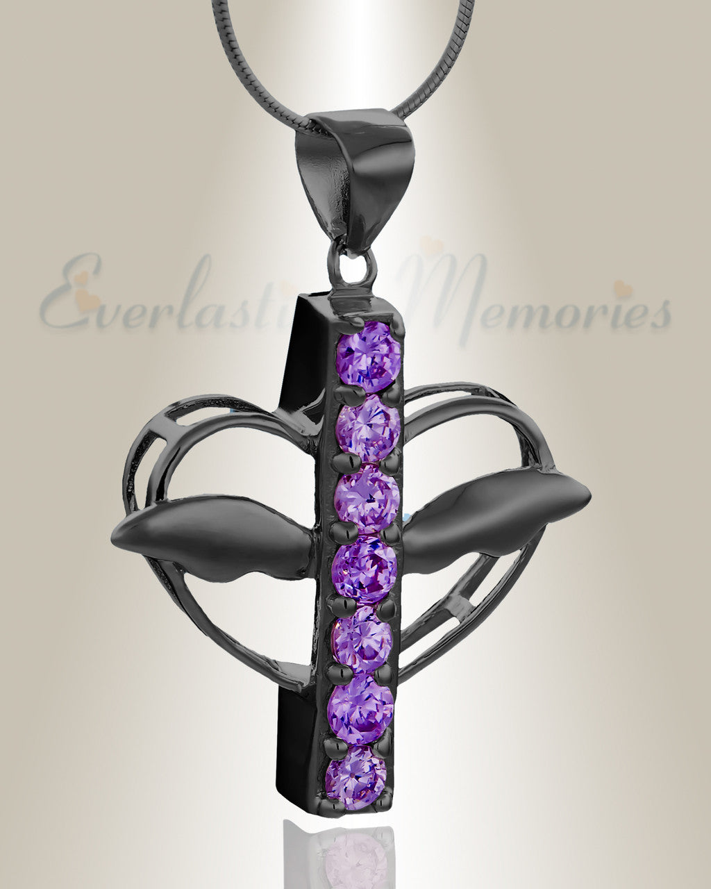 Black and Purple Joyful Feelings Cremation Jewelry