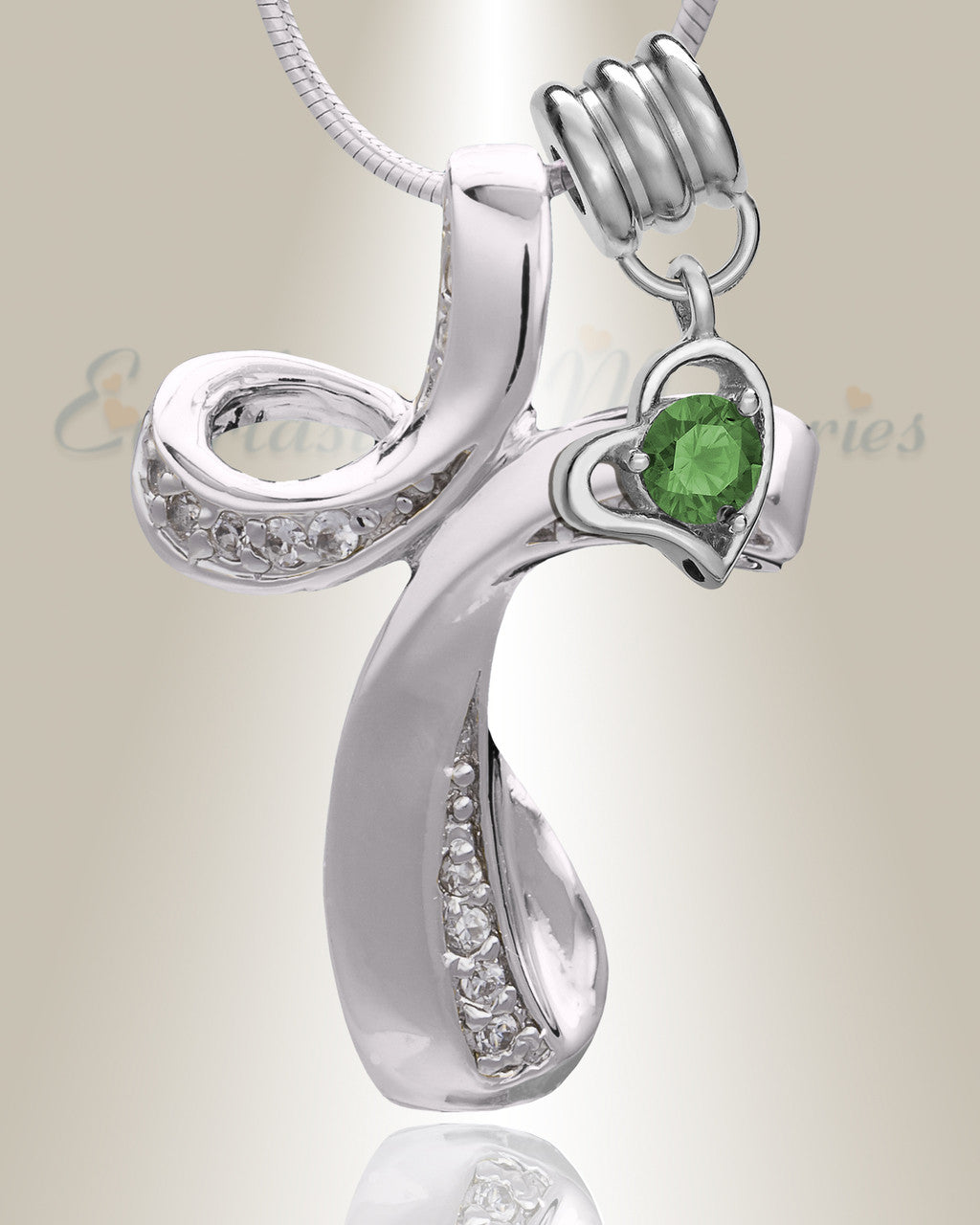 Silver May Forever Cross Cremation Jewelry