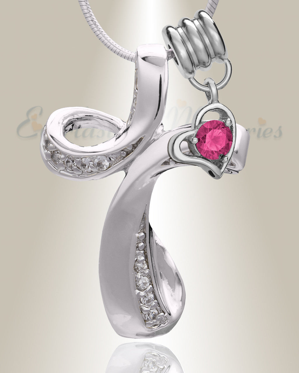 Silver October Forever Cross Cremation Jewelry