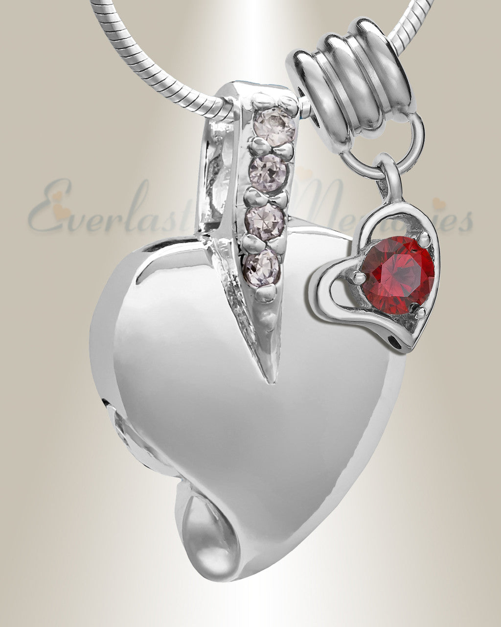 Silver January Heavenly Heart Cremation Jewelry