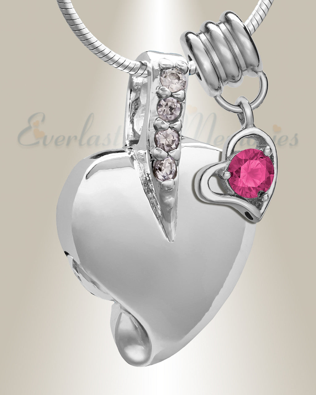 Silver October Heavenly Heart Cremation Jewelry