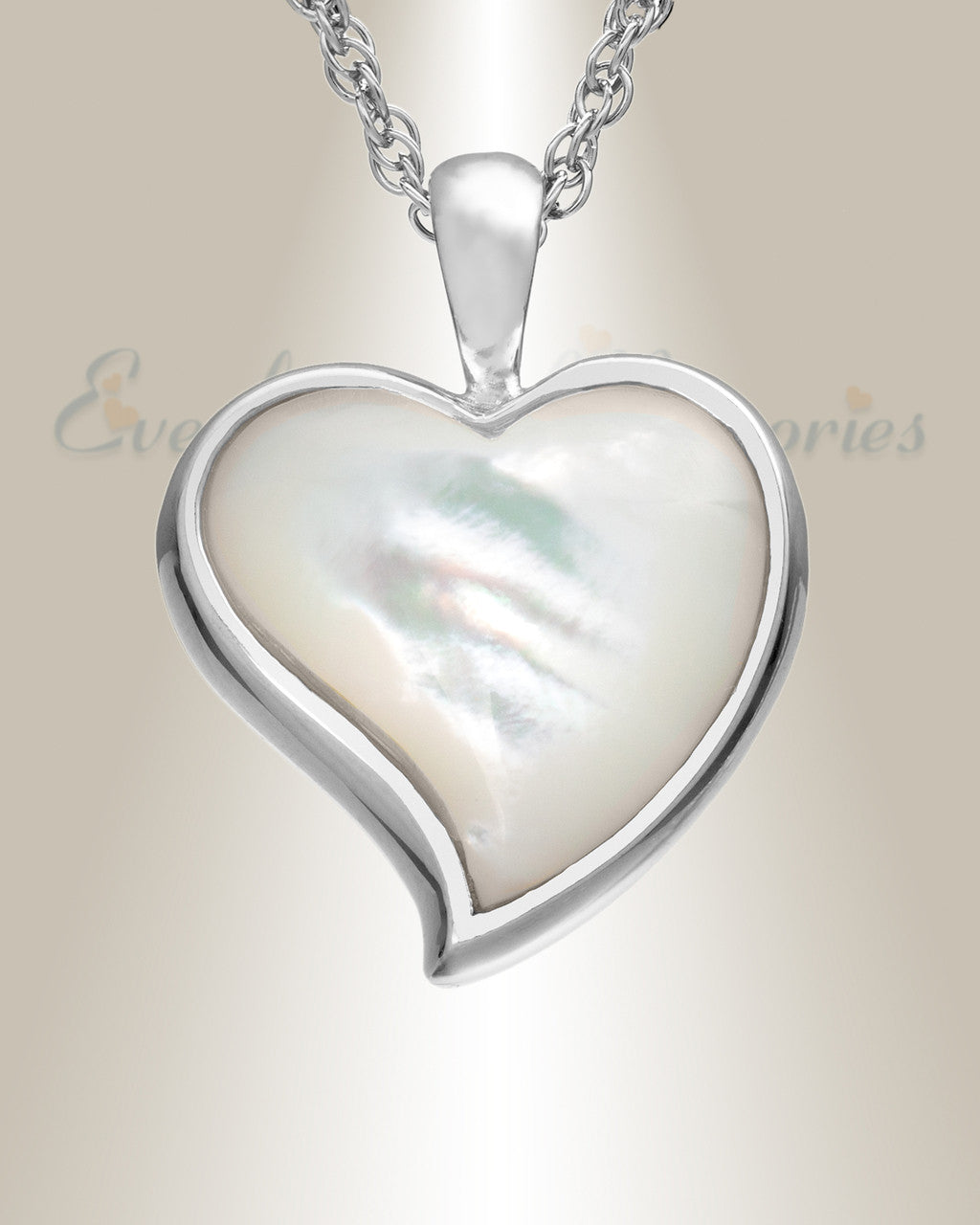 14K White Gold Dewy Heart Cremation Keepsake Pendant