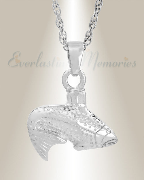 White Gold Fish Memorial Pendant