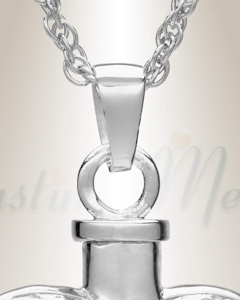 14K White Gold Filigree Love Heart Memorial Jewelry