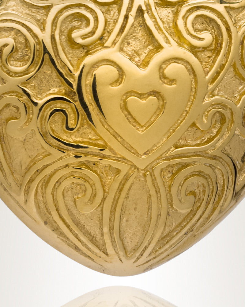 14K Gold Filigree Love Heart Urn Necklace