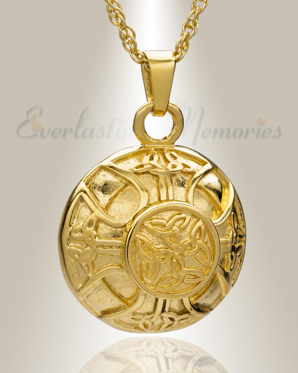 14K Gold Celtic Round Cremation Locket