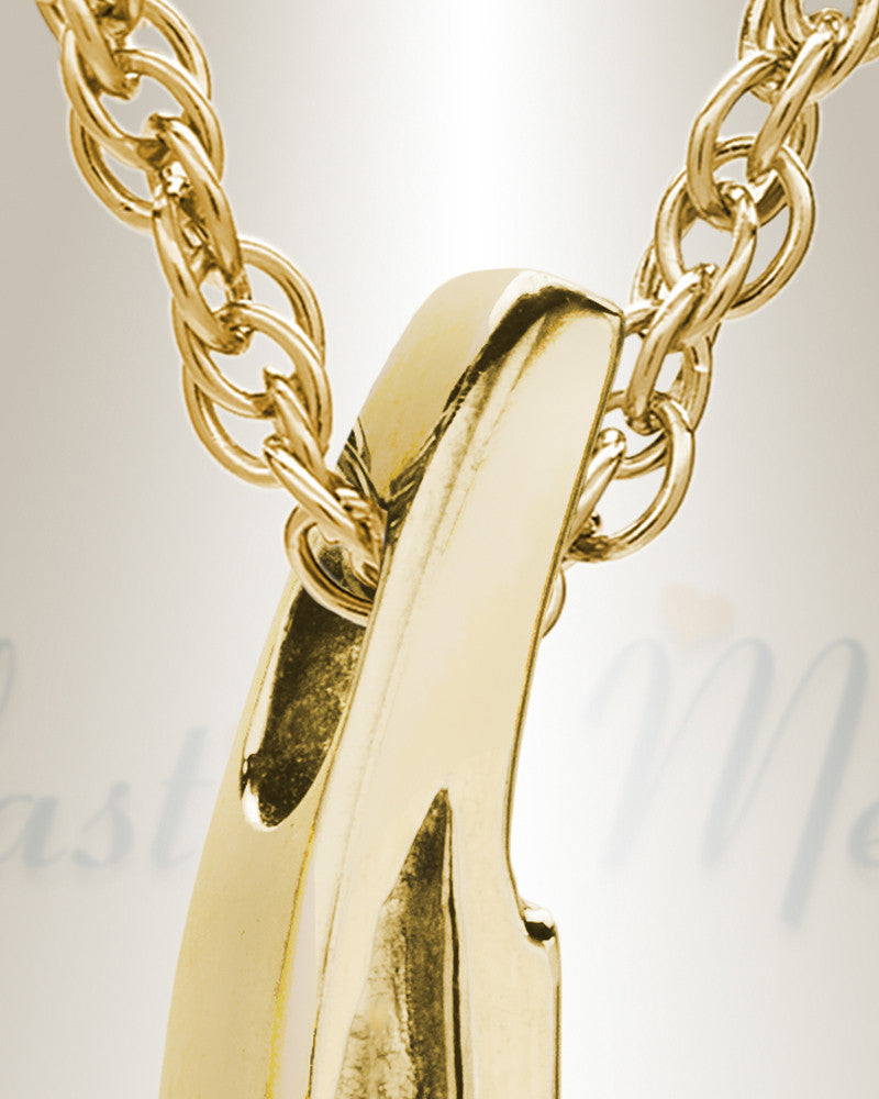 14K Gold Plated Leaf with Swarkoski Stones Funeral Jewelry